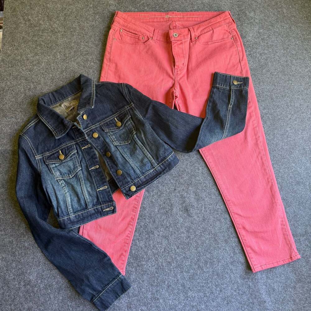 Levi's Size 32 Pink Jeans and 2.1 Denim Size L Jacket Bundle